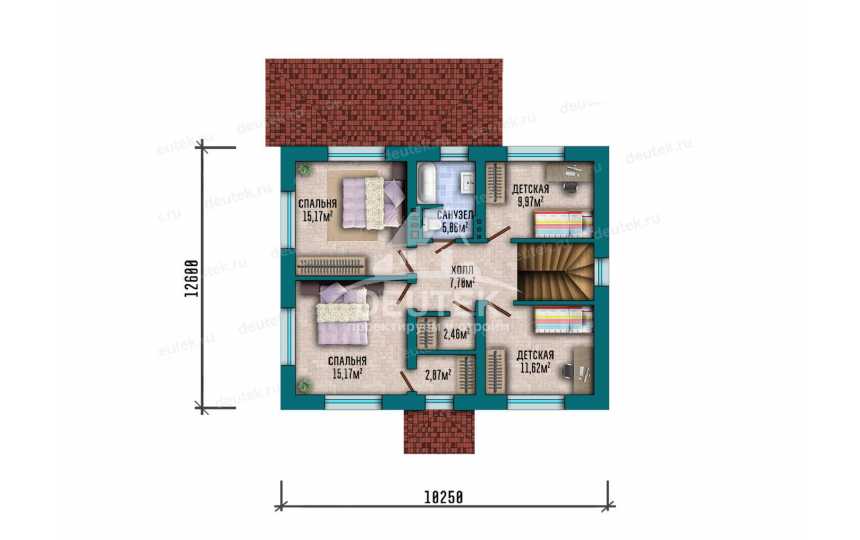 Проект жилого двухэтажного дома с пятью спальнями - LK-311