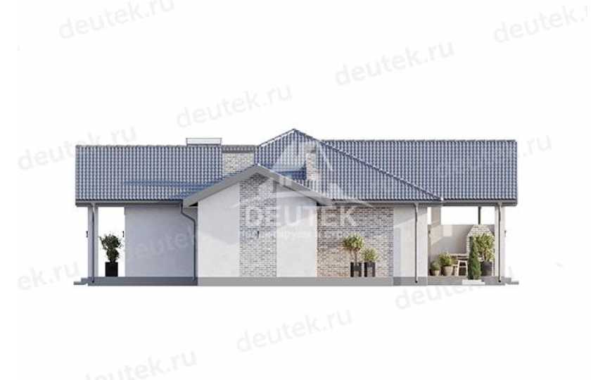 Проект загородного одноэтажного дома с баней и двумя террасами - LK-312