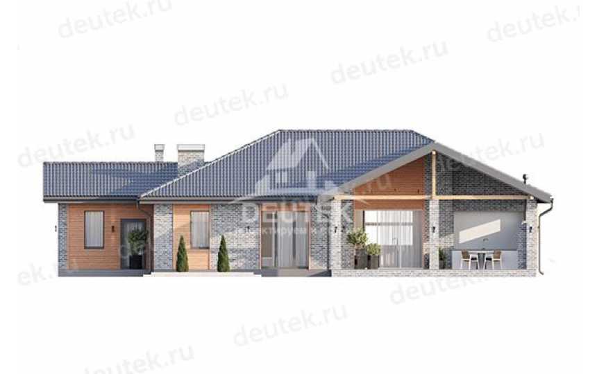 Проект загородного одноэтажного дома с баней и двумя террасами - LK-317
