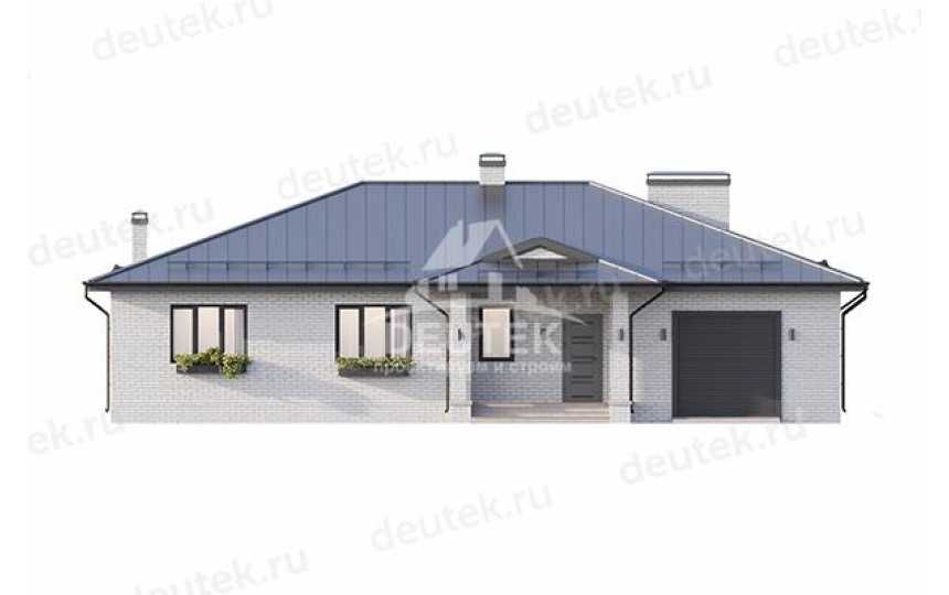 Проект квадратного одноэтажного дома с одноместным гаражом - LK-322