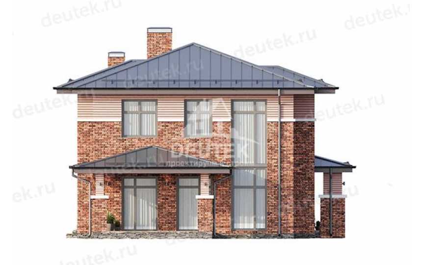 Проект узкого двухэтажного дома с большими окнами и тренажерным залом - LK-327