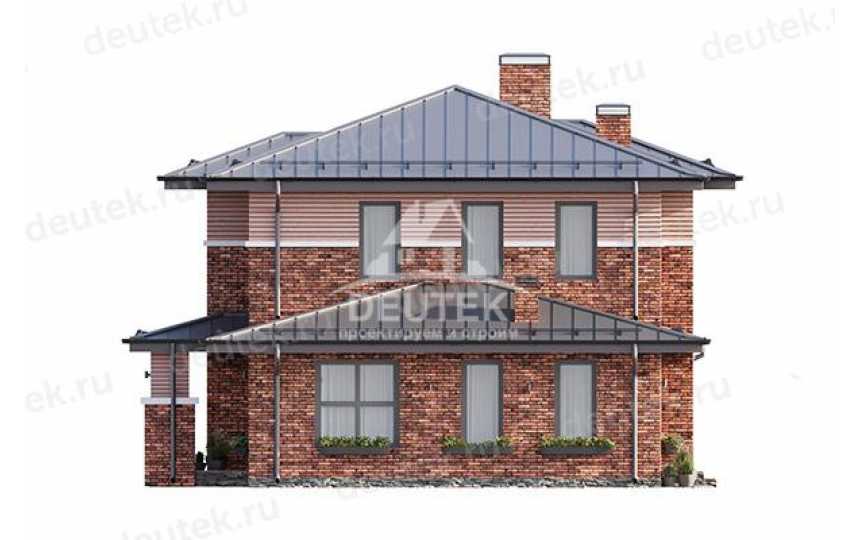 Проект узкого двухэтажного дома с большими окнами и тренажерным залом - LK-327