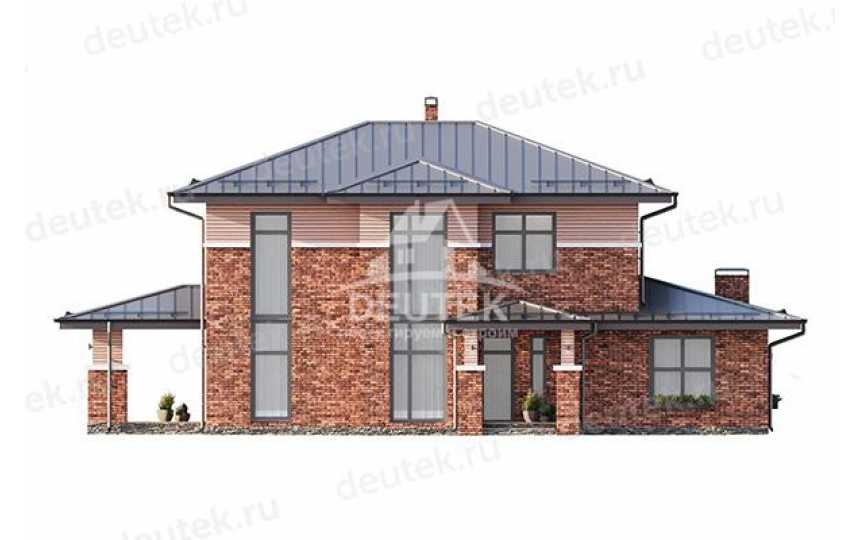 Проект узкого двухэтажного дома с большими окнами и тренажерным залом - LK-327