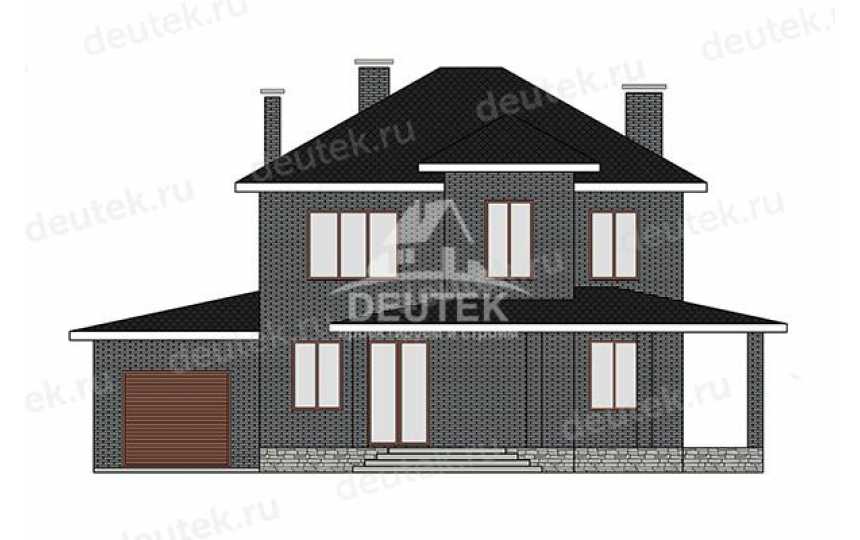 Проект дачного двухэтажного дома с одноместным гаражом - LK-336