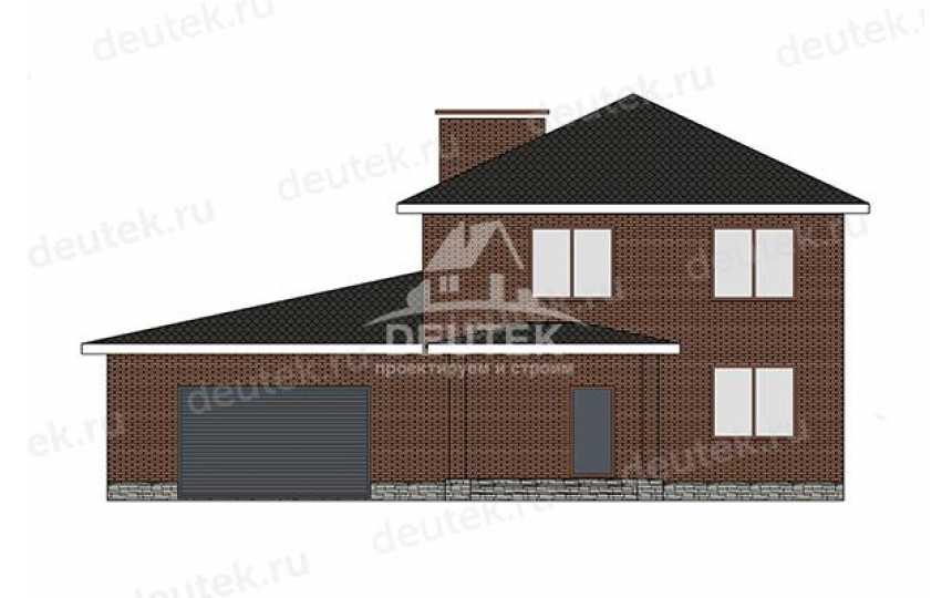 Проект квадратного двухэтажного дома с двухместным гаражом - LK-363