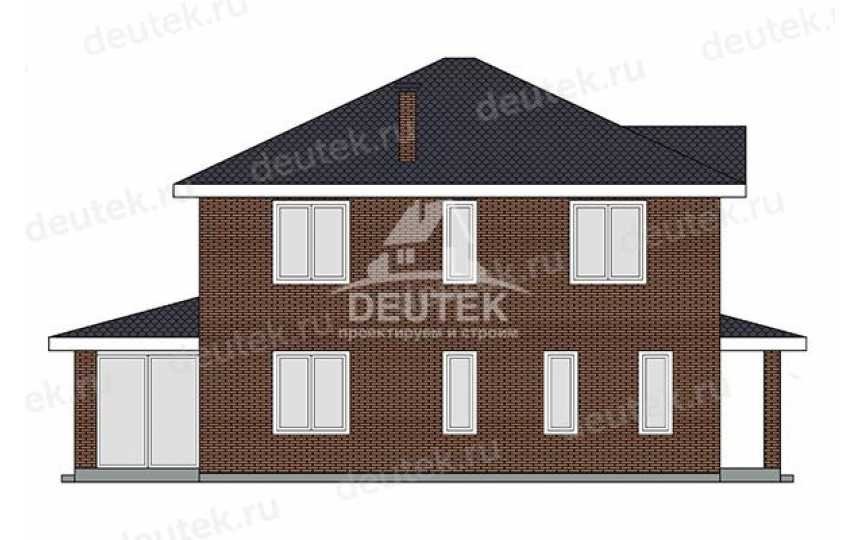 Проект узкого двухэтажного дома с верандой - LK-375