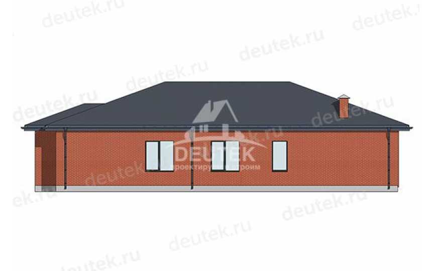 Проект узкого одноэтажного дома с навесом для автомобиля - LK-376