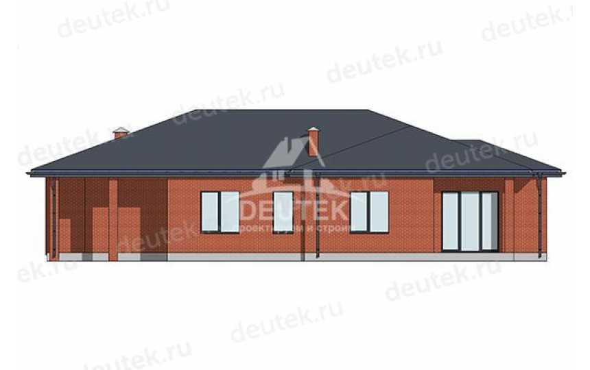 Проект узкого одноэтажного дома с навесом для автомобиля - LK-376
