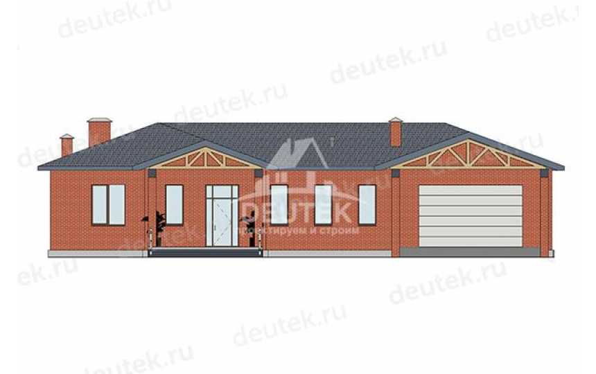 Проект узкого одноэтажного дома с двухместным гаражом - LK-377