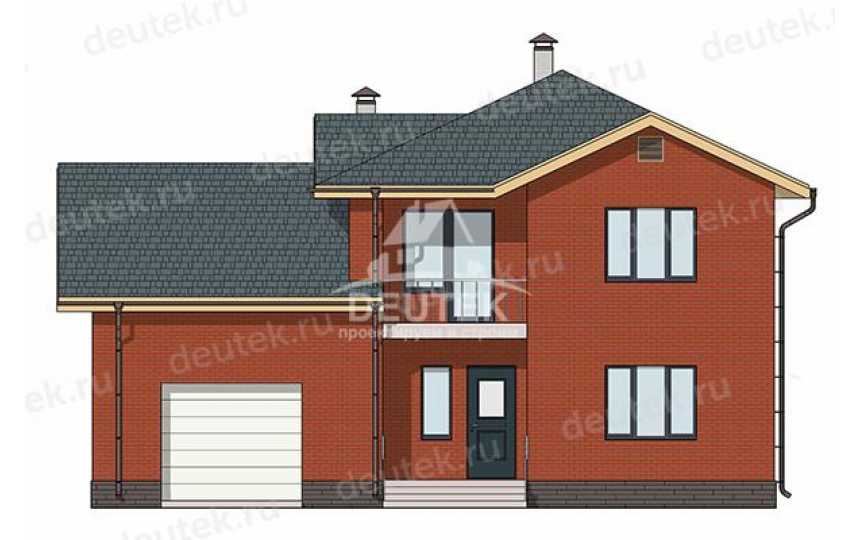 Проект загородного двухэтажного дома с одноместным гаражом и зимнем садом - LK-378