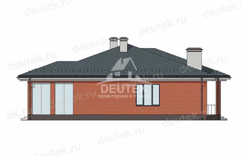 Проект квадратного одноэтажного дома с гаражом и верандой - LK-379