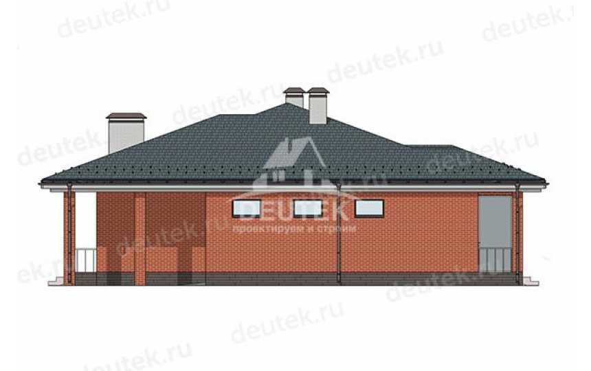 Проект квадратного одноэтажного дома с гаражом и верандой - LK-379