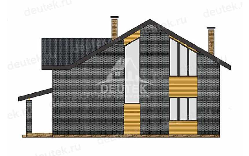 Проект загородного двухэтажного дома с большими окнами - LK-386