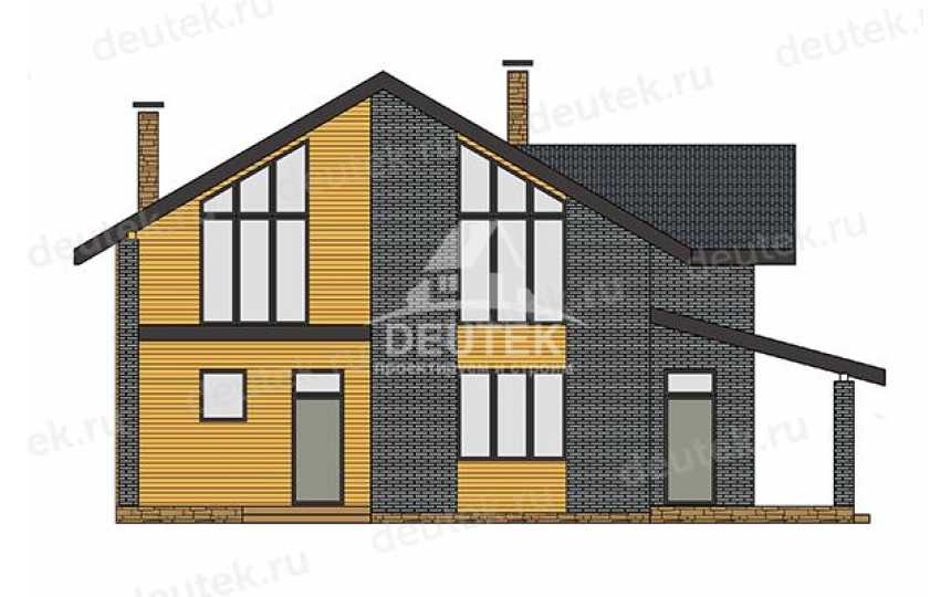 Проект загородного двухэтажного дома с большими окнами - LK-386