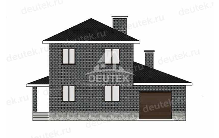 Проект дачного двухэтажного дома с одноместным гаражом - LK-388