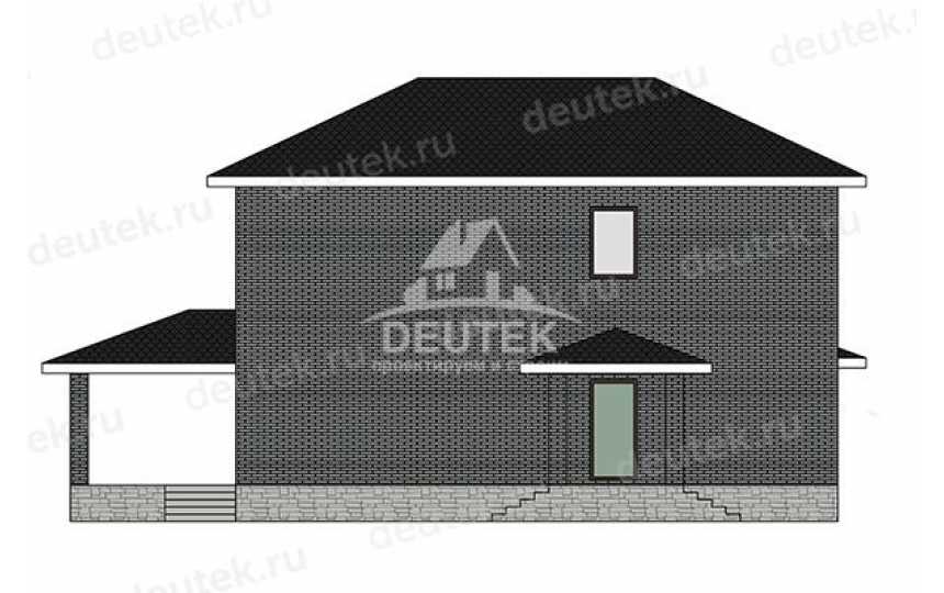 Проект дачного двухэтажного дома с одноместным гаражом - LK-388