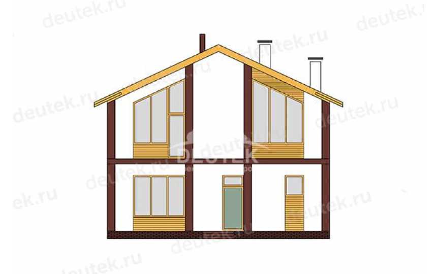 Проект стильного двухэтажного дома с большими окнами - LK-389