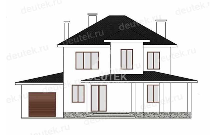 Проект дачного двухэтажного дома с одноместным гаражом - LK-390