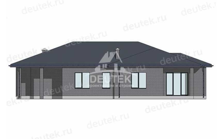 Проект узкого одноэтажного дома с кабинетом и террасой - LK-424