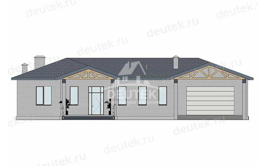 Проект загородного одноэтажного дома с двухместным гаражом и подвалом - LK-425