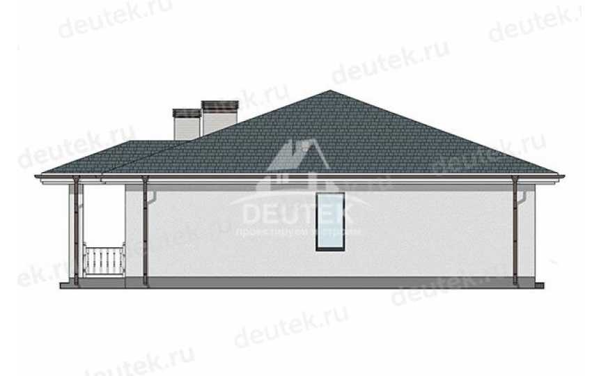 Проект квадратного одноэтажного дома с террасой и кабинетом - LK-428