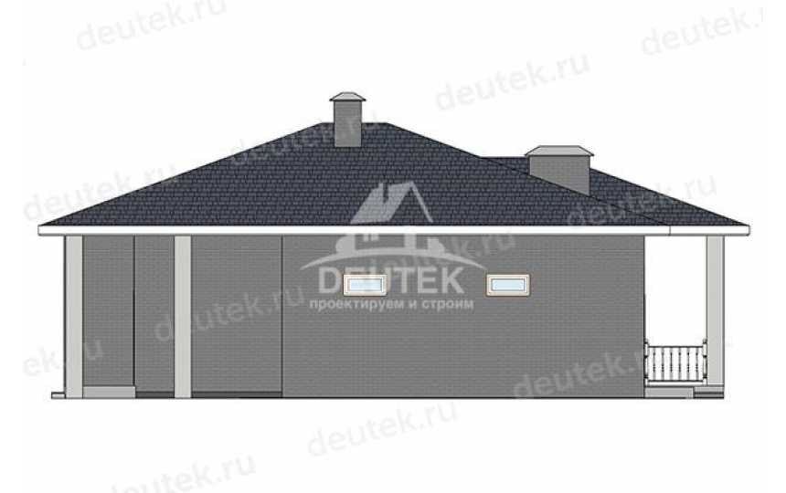 Проект жилого одноэтажного дома с одноместным гаражом и навесом для автомобиля - LK-448