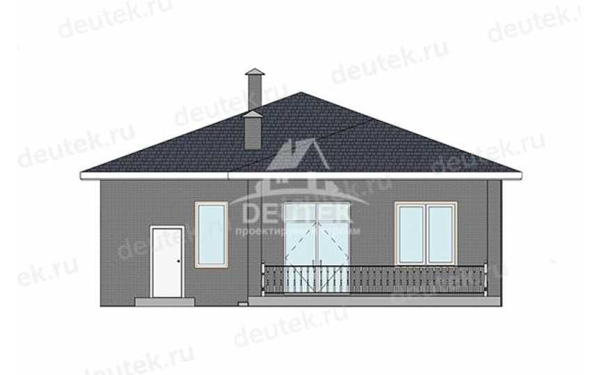 Проект жилого одноэтажного дома с одноместным гаражом и навесом для автомобиля - LK-448