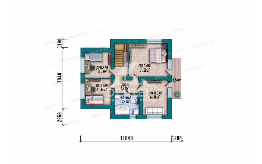 Проект дома с мансардой 150,91 м² — 4 спальни, большая терраса и современный фасад - LK-543 