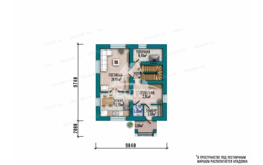 Проект дома с мансардой 115,95 м² — 3 спальни, светлая планировка и современный фасад - LK-544