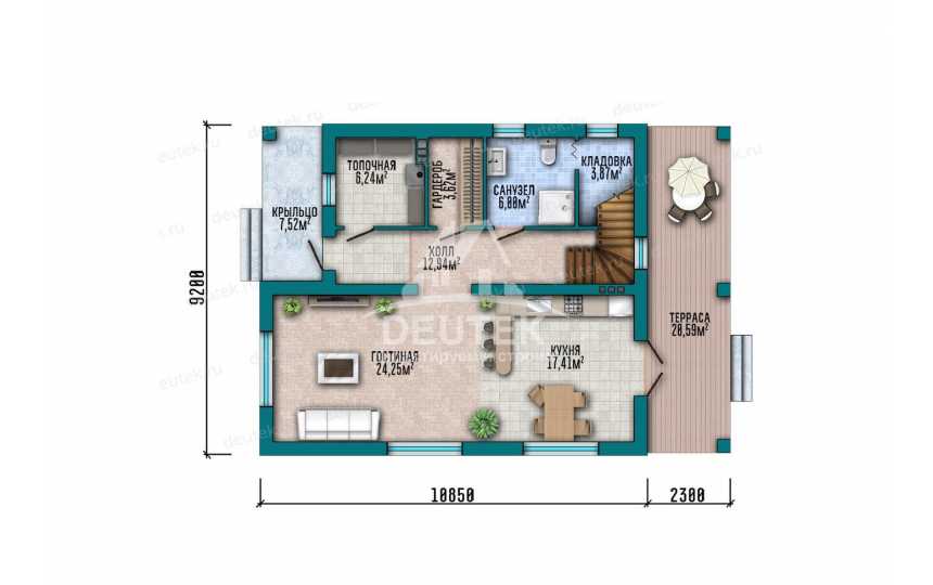 Проект двухэтажного дома 161 м² — 3 спальни, большая терраса и рациональная планировка - LK-548