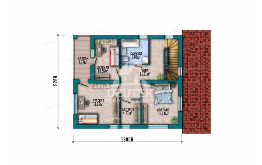 Проект двухэтажного дома 161 м² — 3 спальни, большая терраса и рациональная планировка - LK-548