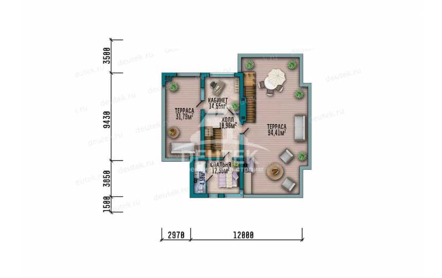  Проект двухэтажного дома площадью 317,7 м² — 4 спальни, просторные террасы и эксплуатируемая кровля - LK-549