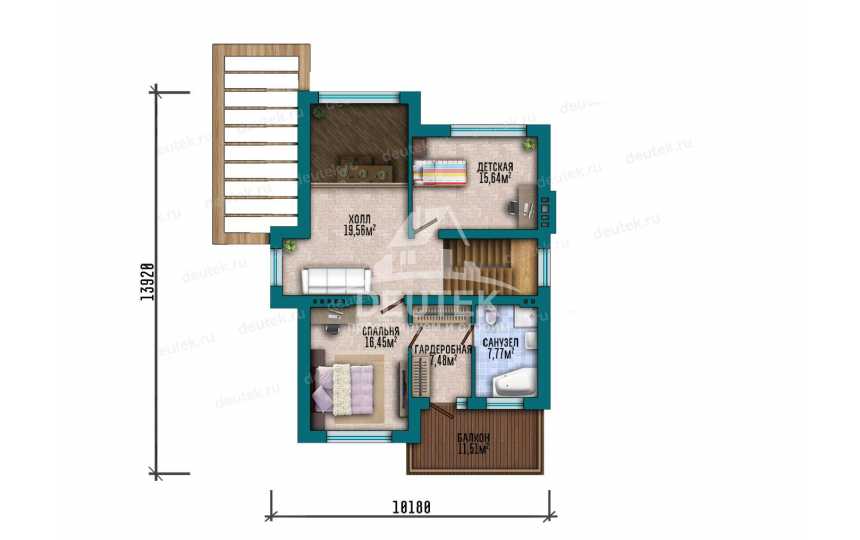 Проект двухэтажного дома 226 м² — 4 спальни, гараж на 2 авто и терраса - LK-570