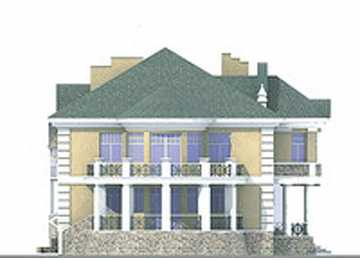 Проект двухэтажного дома из кирпича в стиле барокко с цокольным этажом, бассейном и вторым светом PA-19