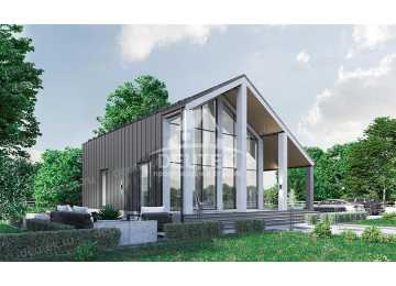 Проект жилого двухэтажного дома из газобетона с большими окнами и вторым светом LK-115