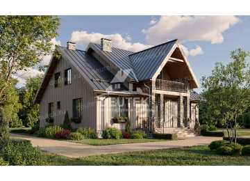 Проект узкого двухэтажного дома в европейском стиле с зимним садом - LK-149