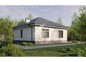 Проект жилого одноэтажного дома из газобетона в европейском стиле с тремя спальнями - LK-161