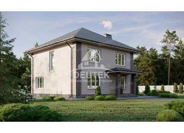Проект узкого двухэтажного дома в европейском стиле из газобетона с пятью спальнями - LK-175