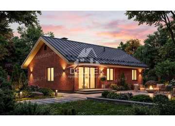 Проект узкого одноэтажного дома из газобетонных блоков - LK-296