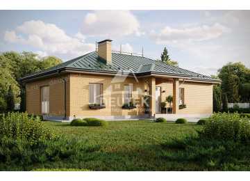 Проект узкого одноэтажного дома с кабинетом - LK-298