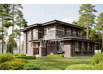 Проект узкого двухэтажного дома с большими окнами и тренажерным залом - LK-299