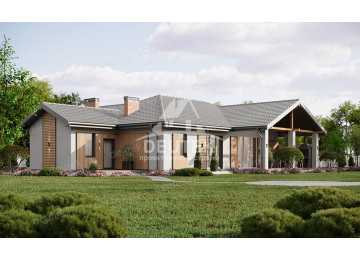 Проект загородного одноэтажного дома с баней и двумя террасами - LK-301