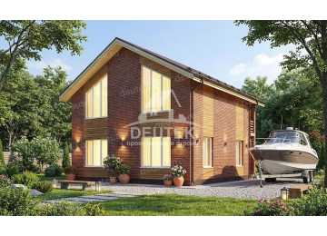 Проект жилого двухэтажного дома с большими окнами - LK-335