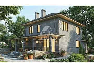 Проект дачного двухэтажного дома с одноместным гаражом - LK-336