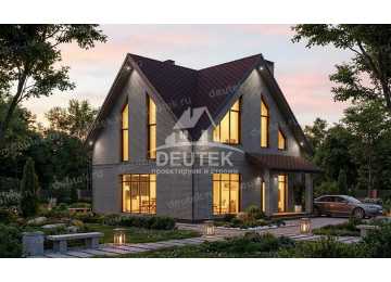 Проект современного двухэтажного дома с большими окнами - LK-353