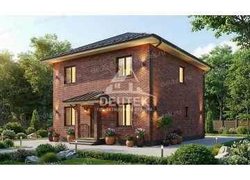 Проект квадратного двухэтажного дома с тремя спальнями - LK-358