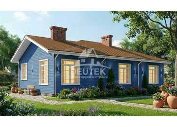 Проект узкого одноэтажного дома в европейском стиле - LK-383