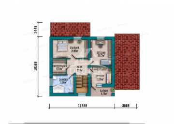 Проект загородного двухэтажного дома с навесом для автомобиля - LK-385