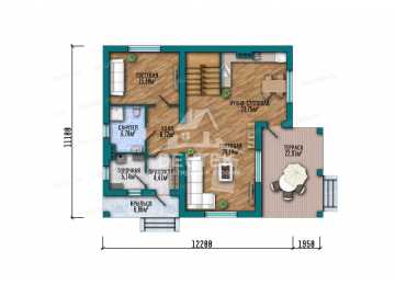Проект загородного двухэтажного дома с большими окнами - LK-386