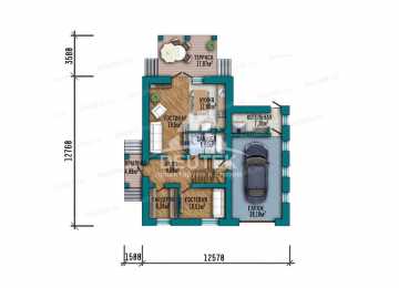 Проект дачного двухэтажного дома с одноместным гаражом - LK-388